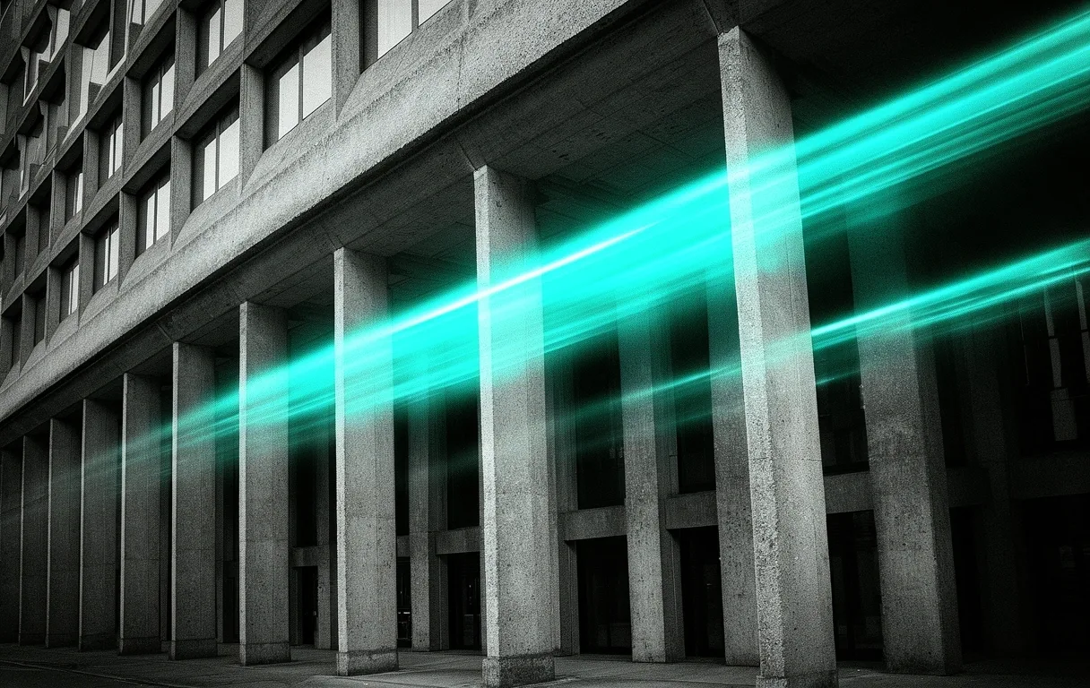 Brutalist urban infrastructure facade