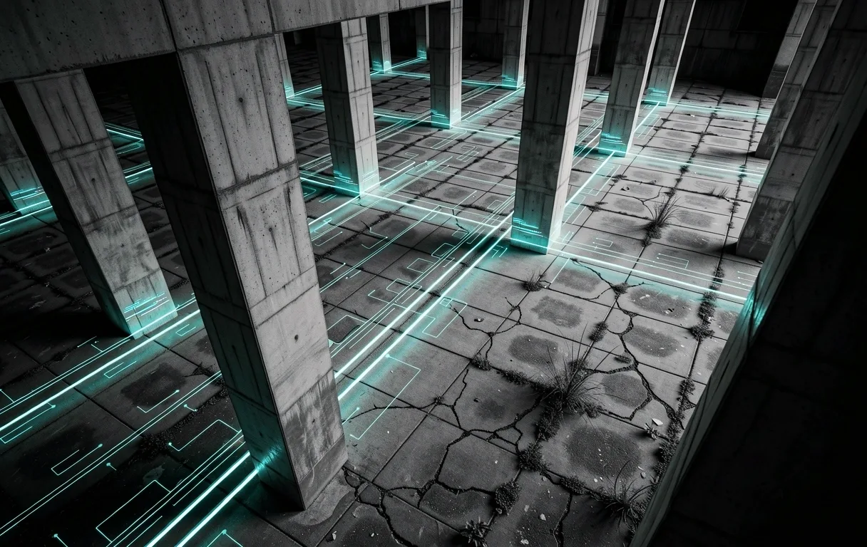 Brutalist urban facade